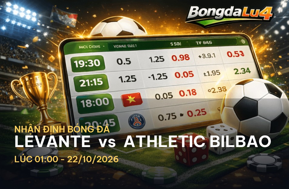 Bongdalu soi kèo hôm nay: Nhận định trận Levante vs Athletic Bilbao