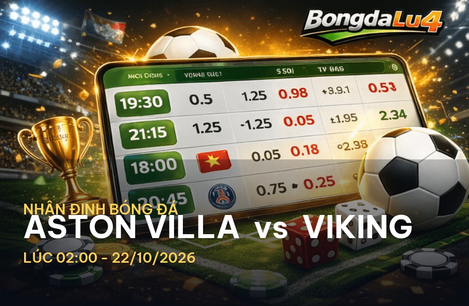 Bongdalu soi kèo hôm nay: Nhận định trận Aston Villa vs Viking
