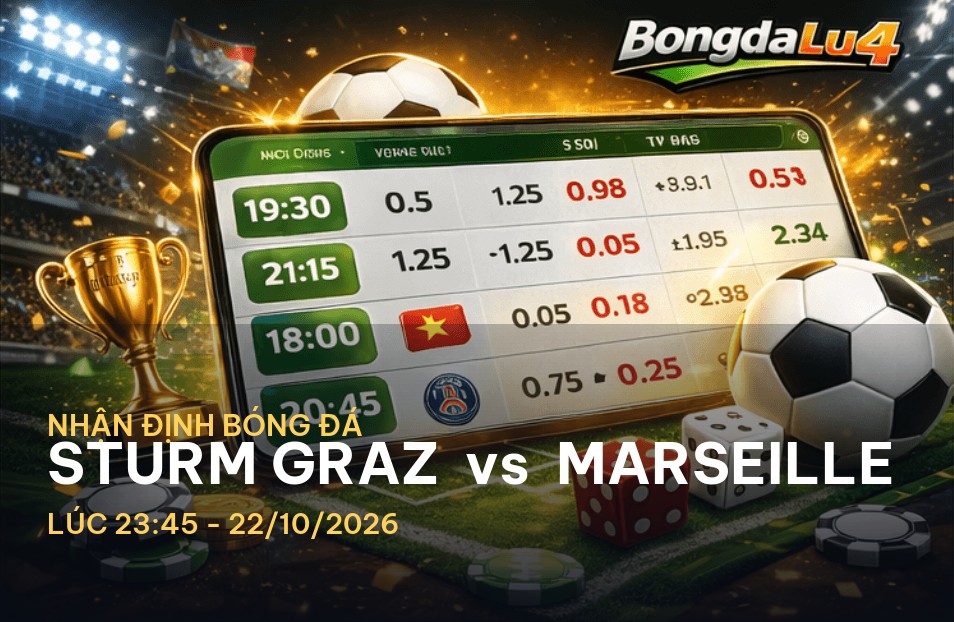 Bongdalu soi kèo hôm nay: Nhận định trước trận Sturm Graz vs Marseille